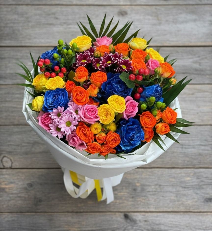 Букет цветов из: Розы и Хризантемы в Бояркино