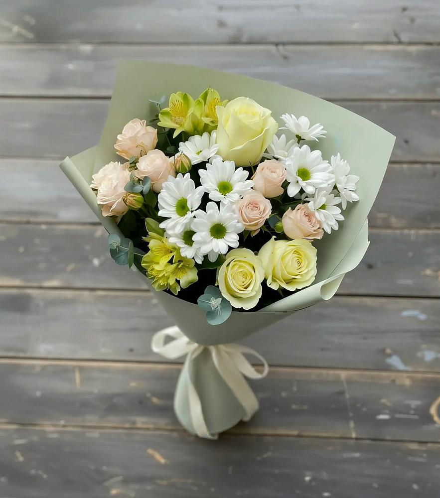 Букет цветов из: Альстромерии, Розы и Хризантемы в Бояркино
