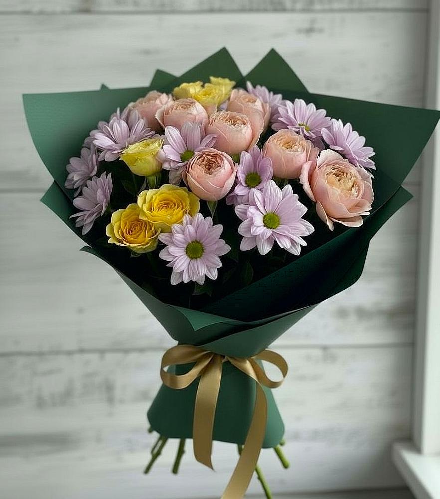 Букет цветов из: Хризантемы и Розы в Бояркино