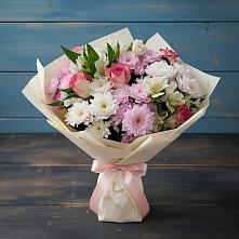 Букет цветов из:  Хризантемы, Альстромерии и Розы в Бояркино