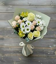 Букет цветов из:  Альстромерии, Розы и Хризантемы в Бояркино