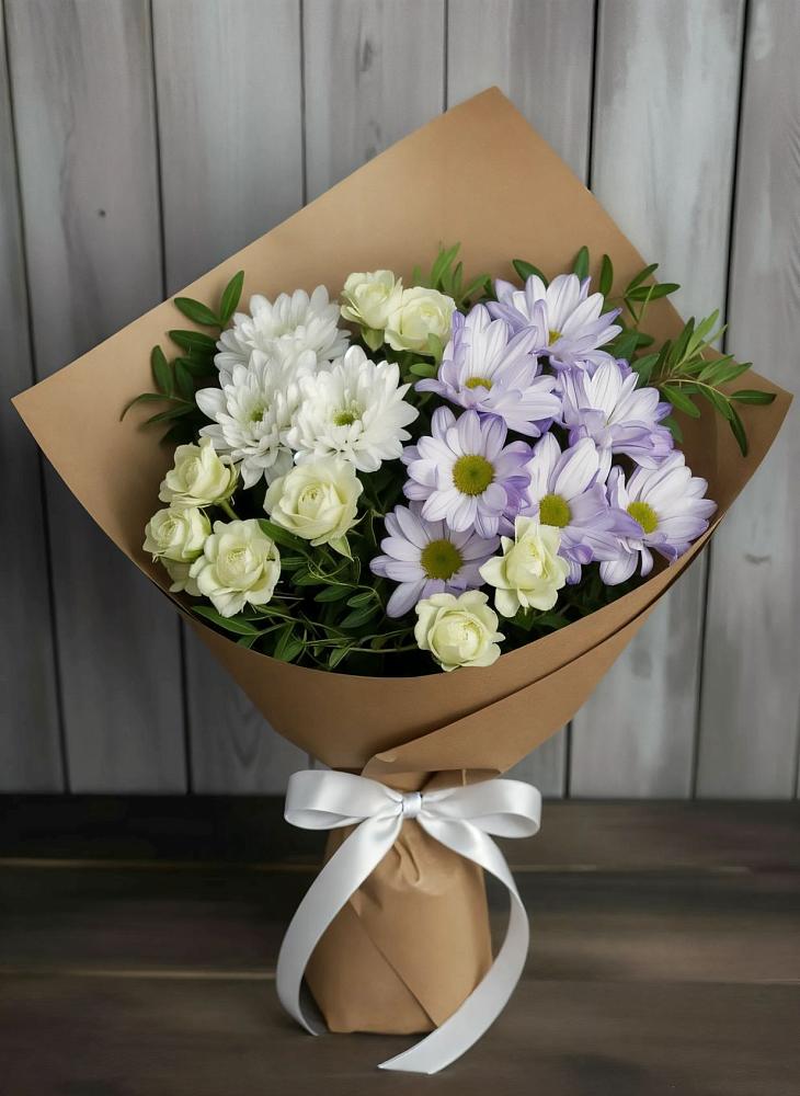 Букет цветов из: Хризантемы и Розы в Бояркино